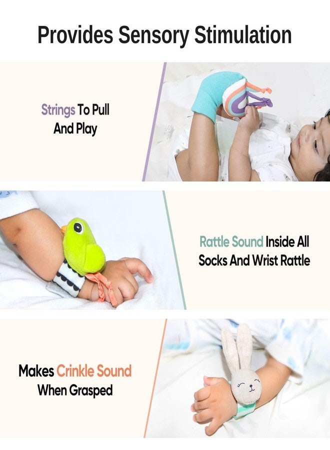 Curious Cub Rattle Set for Babies | Soft Sensory Toy for Early Learning | Wrist Rattle & Foot Finder Socks | Newborn Baby Gift for 0-12 Months - Image 4